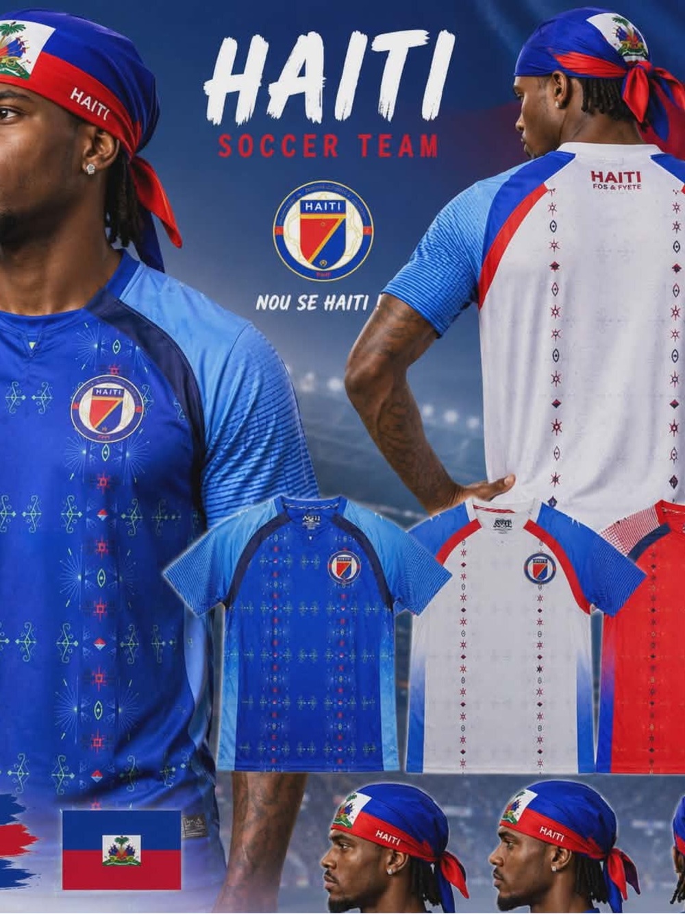 Haiti World Cup Soccer Jersey with Haitian Flag Bandana 🇭🇹 free